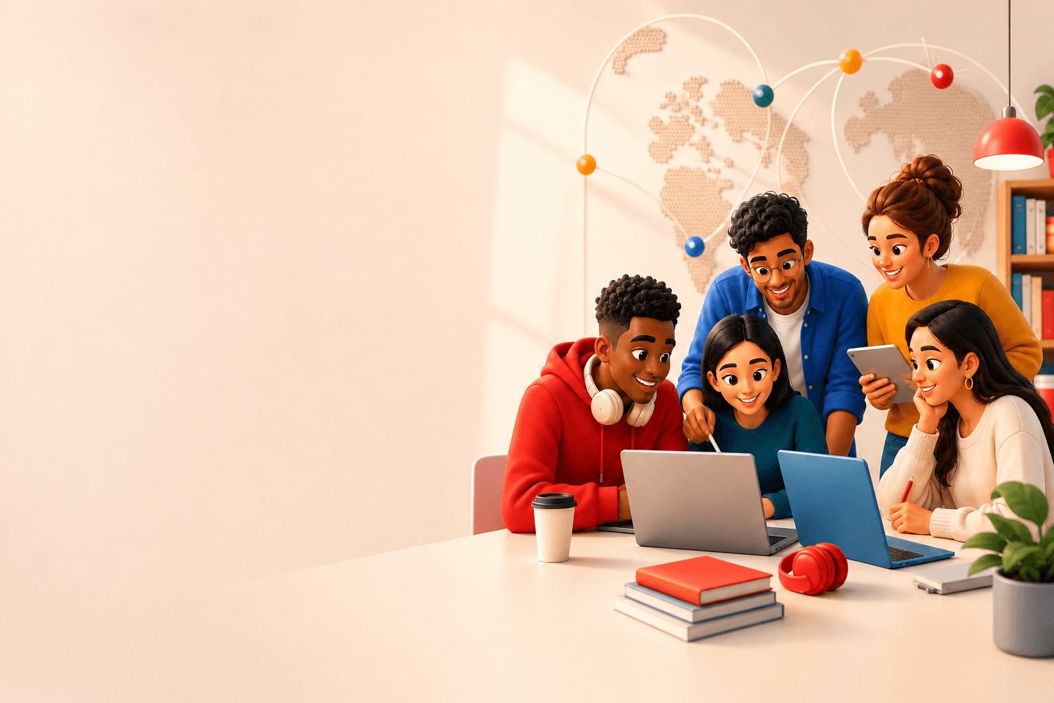 Groupe multiculturel d'apprenants en cours en ligne